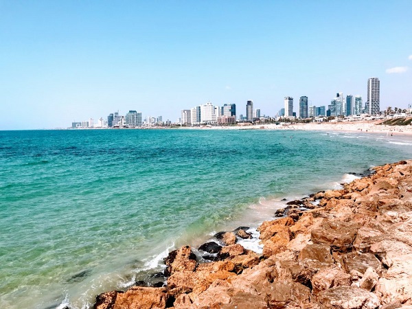 Tel Aviv beach and buildings